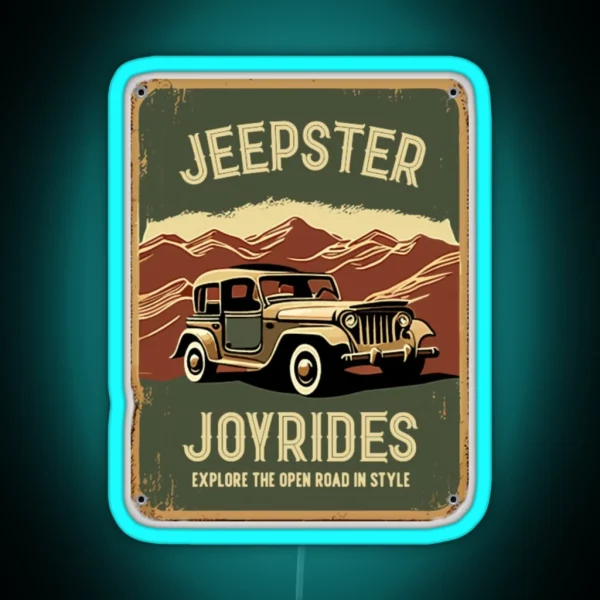 Man Cave Sign Jeepster Wall Decor For Mancave RGB Neon Sign