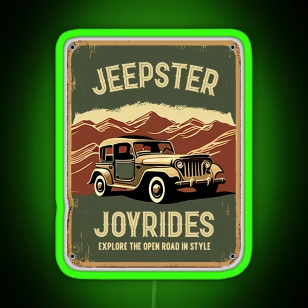 Man Cave Sign Jeepster Wall Decor For Mancave RGB Neon Sign