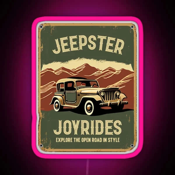 Man Cave Sign Jeepster Wall Decor For Mancave RGB Neon Sign