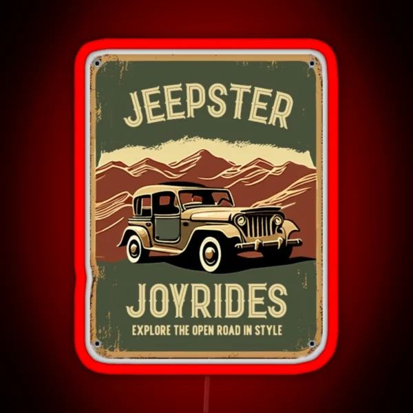Man Cave Sign Jeepster Wall Decor For Mancave RGB Neon Sign