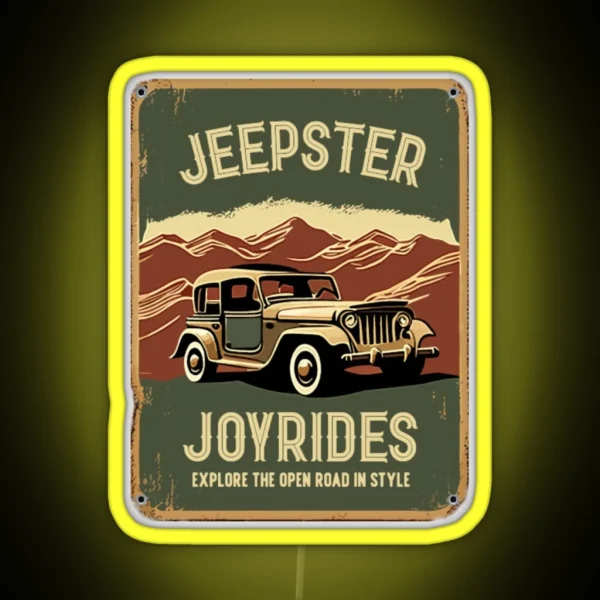 Man Cave Sign Jeepster Wall Decor For Mancave RGB Neon Sign