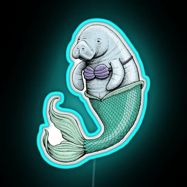Manatee Mermaid RGB Neon Sign