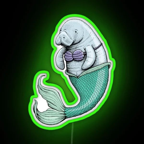 Manatee Mermaid RGB Neon Sign