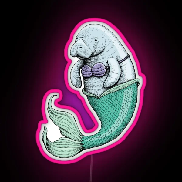 Manatee Mermaid RGB Neon Sign