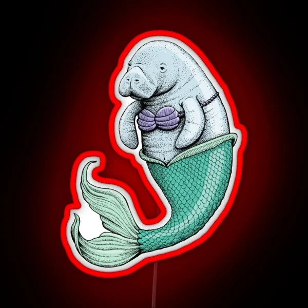 Manatee Mermaid RGB Neon Sign