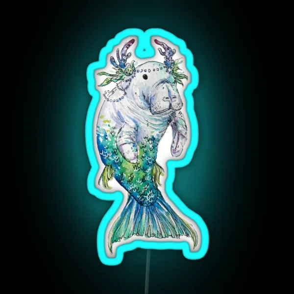 Manatee Mermaid RGB Neon Sign