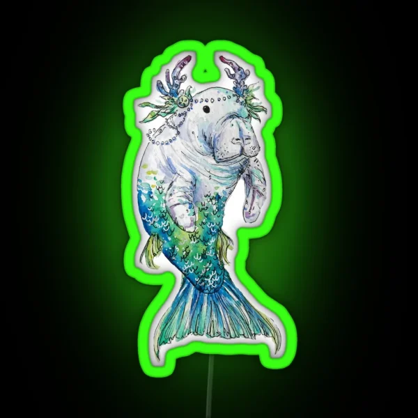 Manatee Mermaid RGB Neon Sign