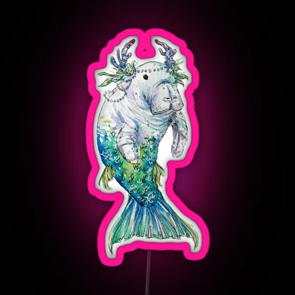 Manatee Mermaid RGB Neon Sign