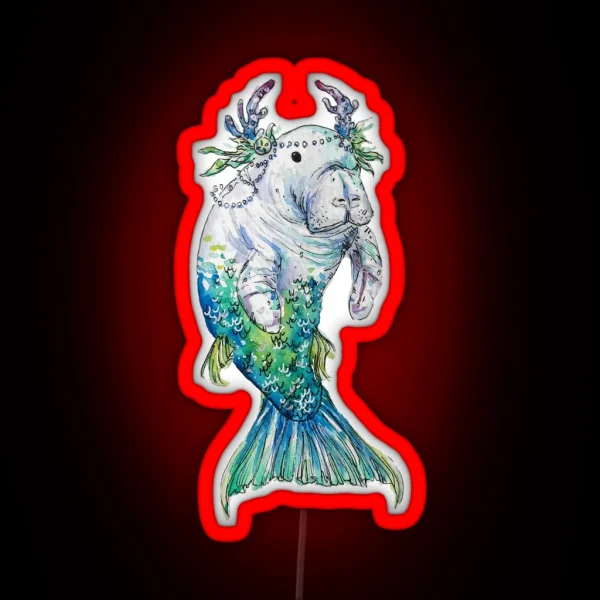 Manatee Mermaid RGB Neon Sign