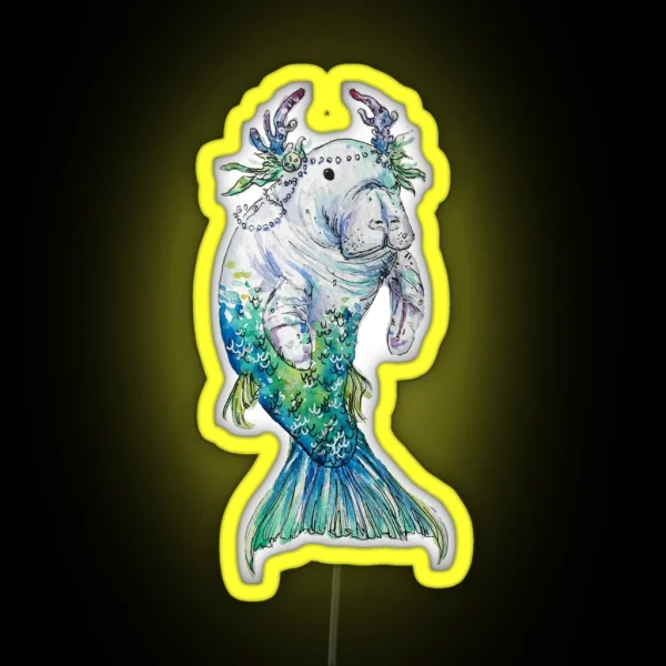 Manatee Mermaid RGB Neon Sign