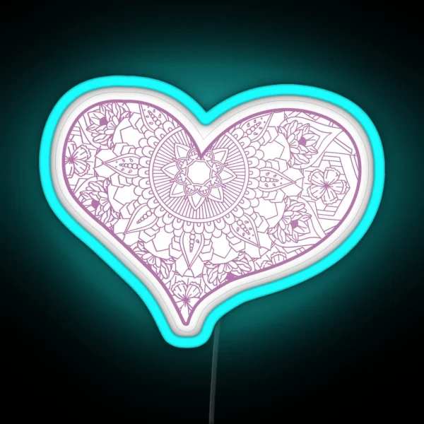 Mandala Heart Led Valentine Day RGB Neon Sign