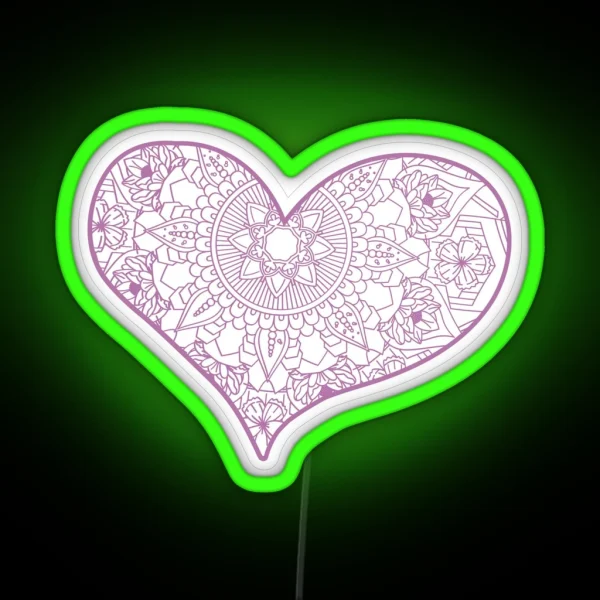 Mandala Heart Led Valentine Day RGB Neon Sign
