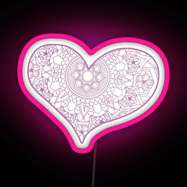 Mandala Heart Led Valentine Day RGB Neon Sign
