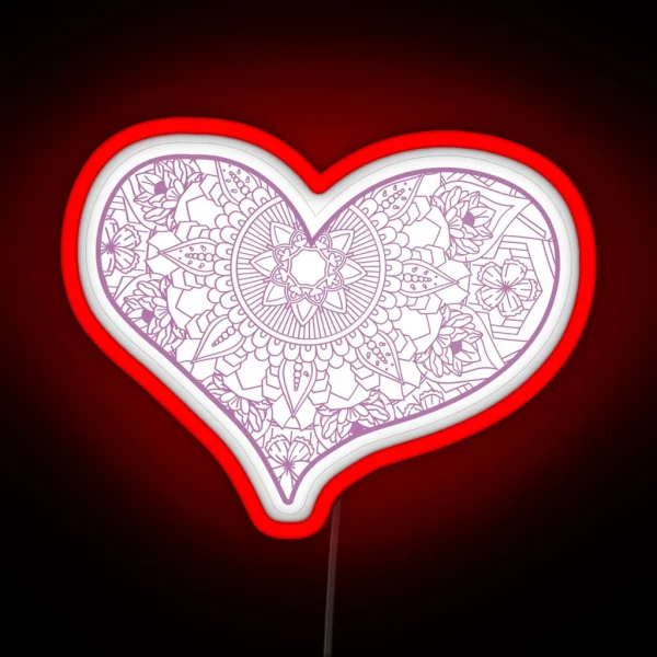 Mandala Heart Led Valentine Day RGB Neon Sign
