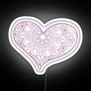Mandala Heart Led Valentine Day RGB Neon Sign