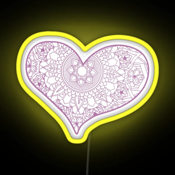 Mandala Heart Led Valentine Day RGB Neon Sign