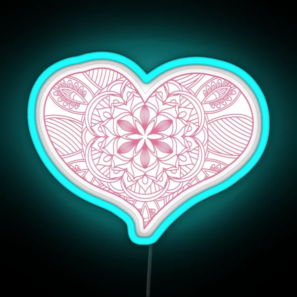 Mandala Heart Led Valentine Day RGB Neon Sign