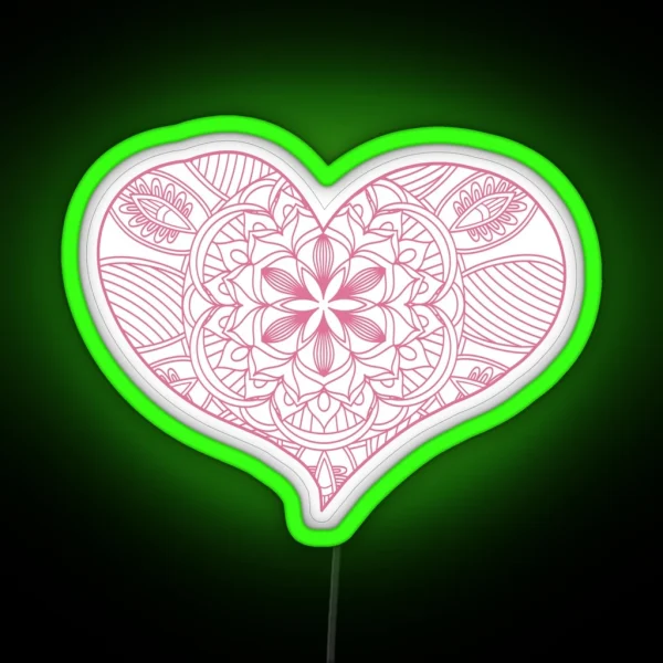 Mandala Heart Led Valentine Day RGB Neon Sign