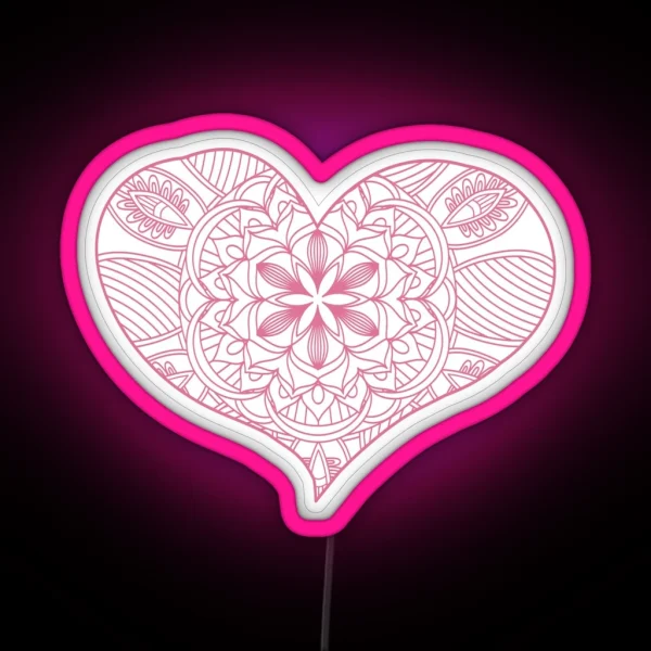 Mandala Heart Led Valentine Day RGB Neon Sign