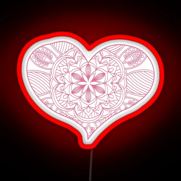 Mandala Heart Led Valentine Day RGB Neon Sign