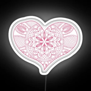 Mandala Heart Led Valentine Day RGB Neon Sign