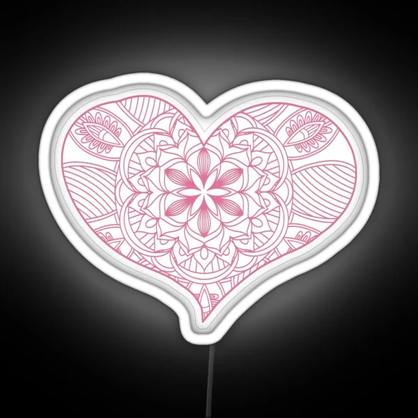 Mandala Heart Led Valentine Day RGB Neon Sign