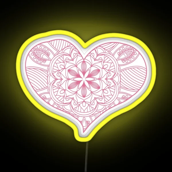 Mandala Heart Led Valentine Day RGB Neon Sign