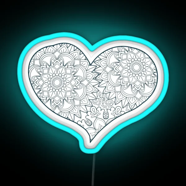Mandala Heart Led Valentine Day RGB Neon Sign