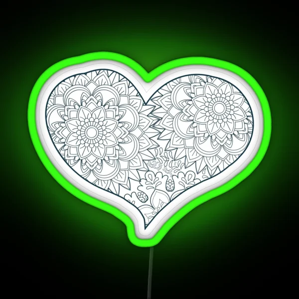 Mandala Heart Led Valentine Day RGB Neon Sign