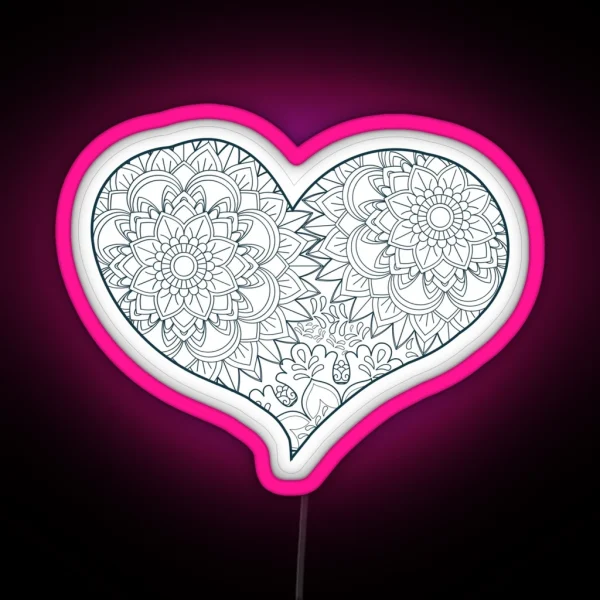 Mandala Heart Led Valentine Day RGB Neon Sign