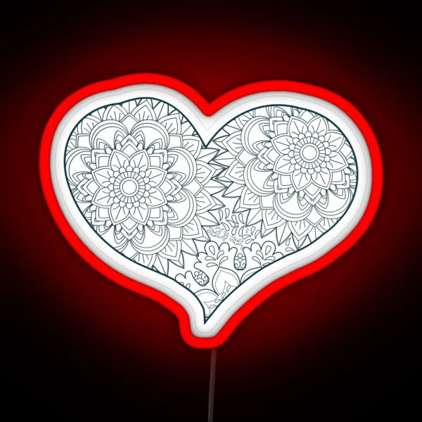 Mandala Heart Led Valentine Day RGB Neon Sign