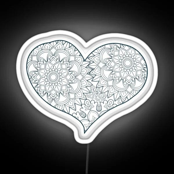 Mandala Heart Led Valentine Day RGB Neon Sign