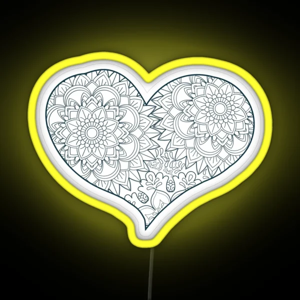 Mandala Heart Led Valentine Day RGB Neon Sign