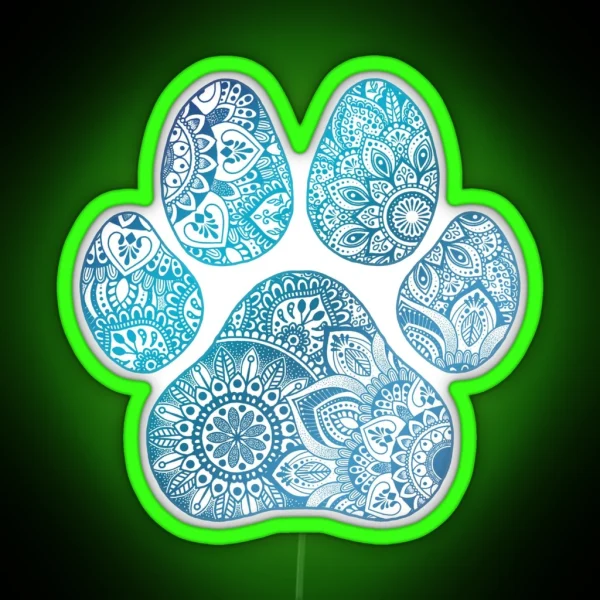 Mandala Paw Print RGB Neon Sign
