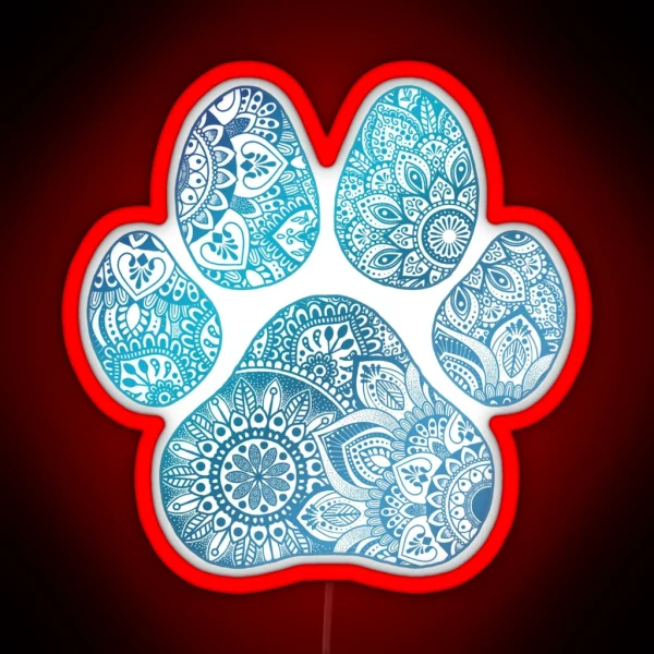 Mandala Paw Print RGB Neon Sign