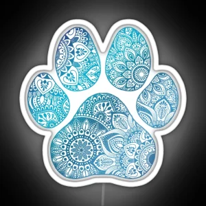 Mandala Paw Print RGB Neon Sign