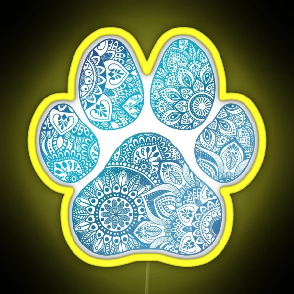 Mandala Paw Print RGB Neon Sign