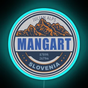 Mangart Slovenia Hiking Mountain Design Julian Alps RGB Neon Sign