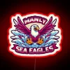 RGB Neon Sign with Manly Warringah Sea Eagles Logo Emblem.