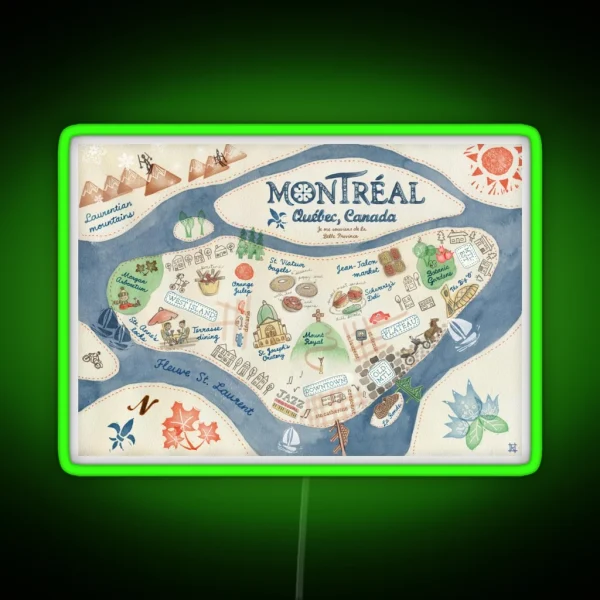 Map Of Montreal Canada RGB Neon Sign