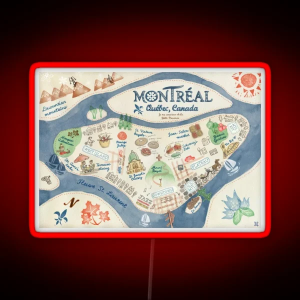 Map Of Montreal Canada RGB Neon Sign