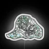 Personalized map of Raleigh with vibrant RGB color lighting accent.