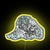 Vibrant Raleigh city map LED signage with customizable color options.