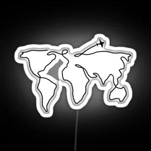 Map Outline With Plane RGB Neon Sign