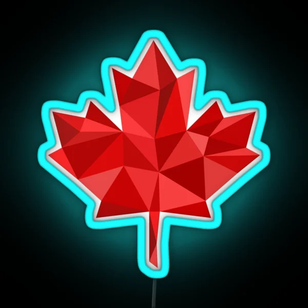 Maple Leaf Low Poly RGB Neon Sign