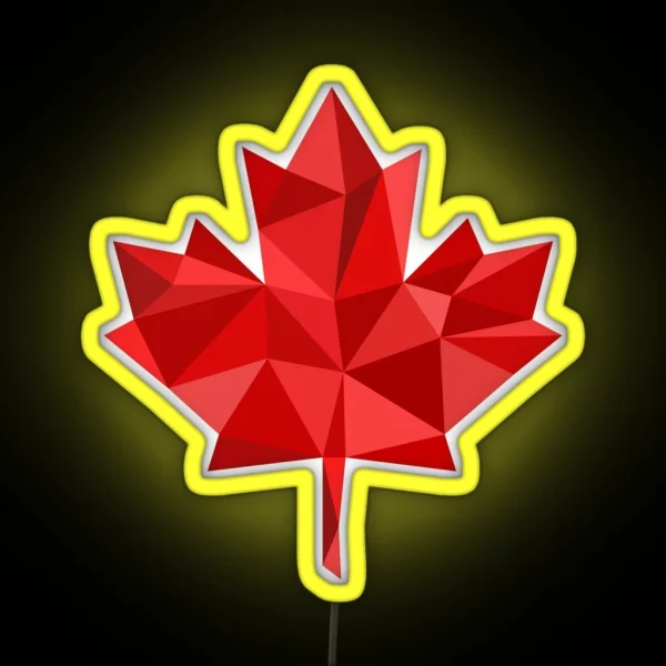 Maple Leaf Low Poly RGB Neon Sign