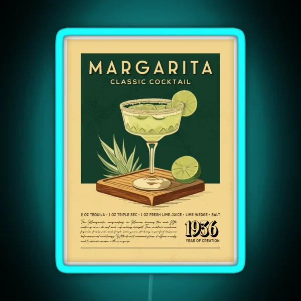 Margarita Cocktail Vintage Recipe Poster RGB Neon Sign