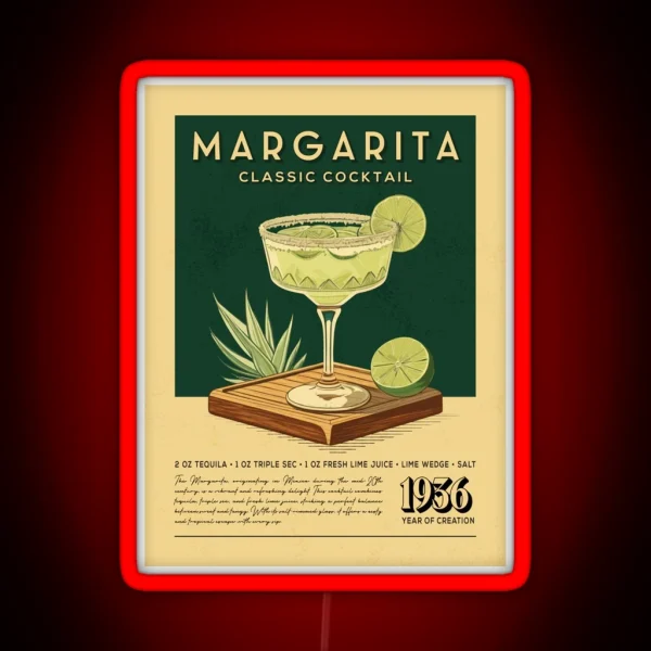 Margarita Cocktail Vintage Recipe Poster RGB Neon Sign