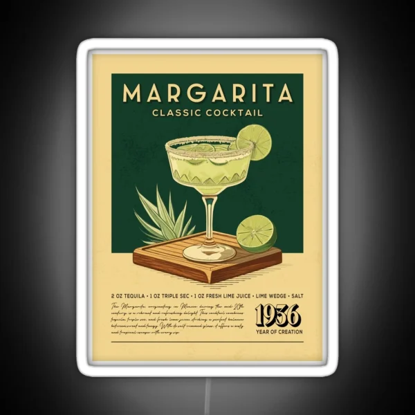 Margarita Cocktail Vintage Recipe Poster RGB Neon Sign