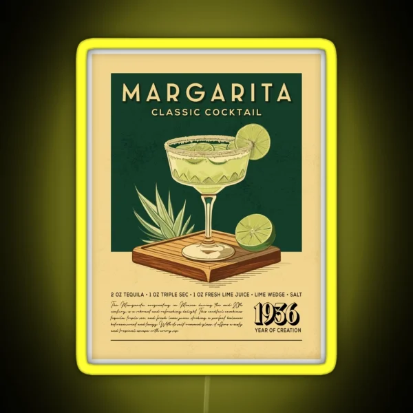Margarita Cocktail Vintage Recipe Poster RGB Neon Sign